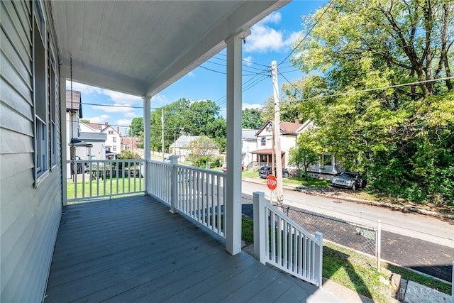 wooden terrace with covered porch