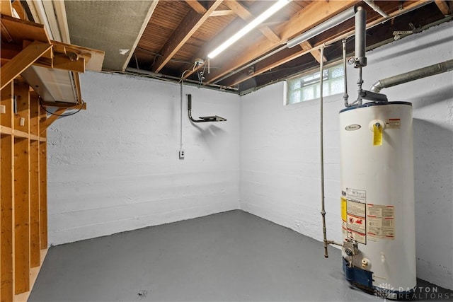 basement featuring water heater