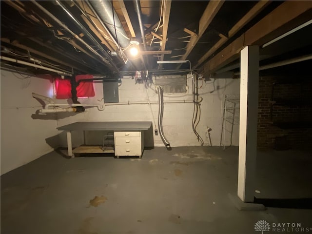 basement with electric panel