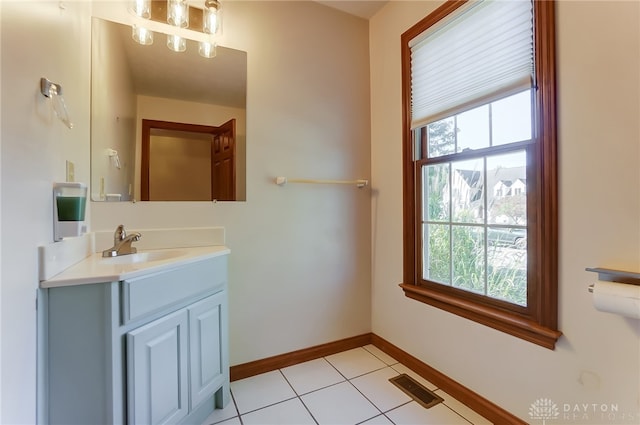 bathroom with vanity and tile patterned floors