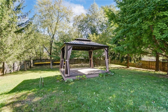 view of yard featuring a gazebo