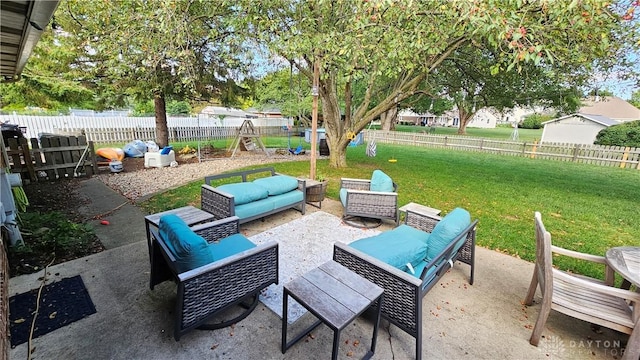 view of patio with an outdoor hangout area