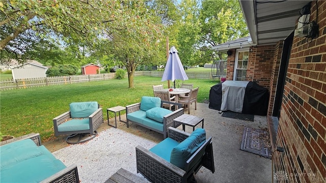 view of patio / terrace with an outdoor hangout area and area for grilling