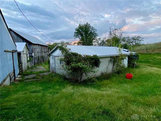 exterior space with a yard