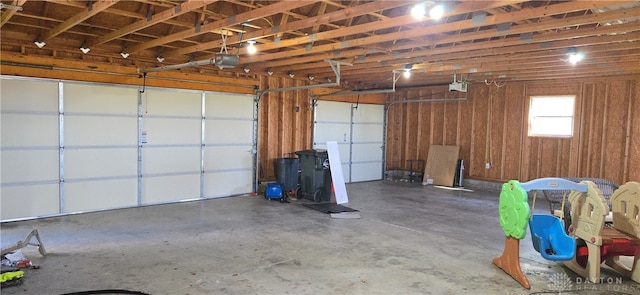 garage with a garage door opener