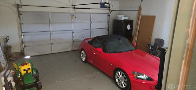 garage with a garage door opener