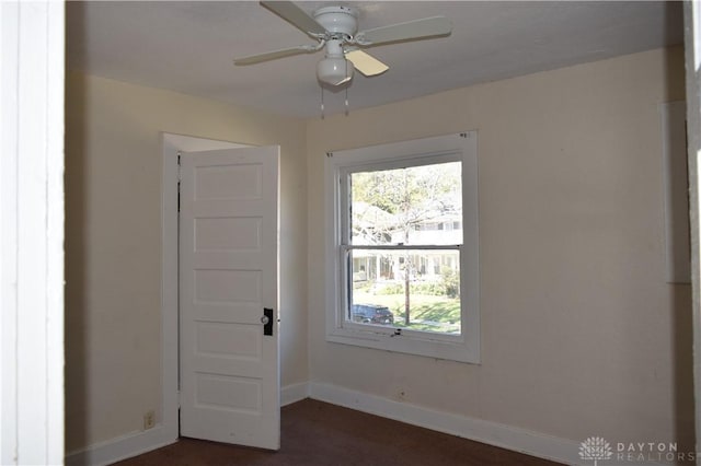 spare room featuring ceiling fan