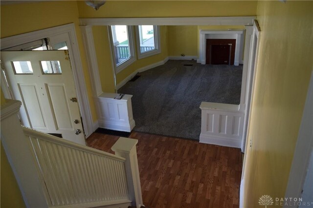 entryway featuring dark wood-type flooring