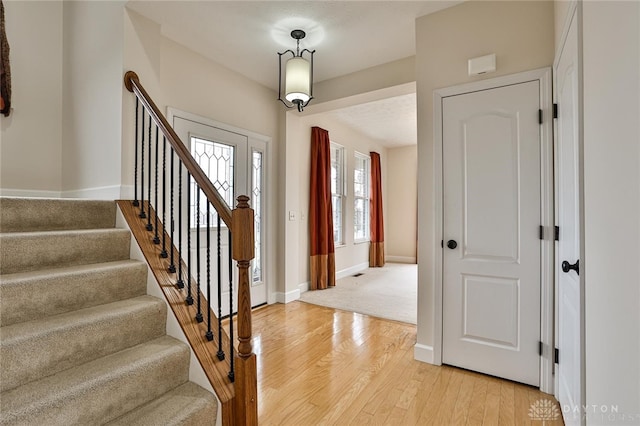 foyer entrance featuring light hardwood / wood-style floors