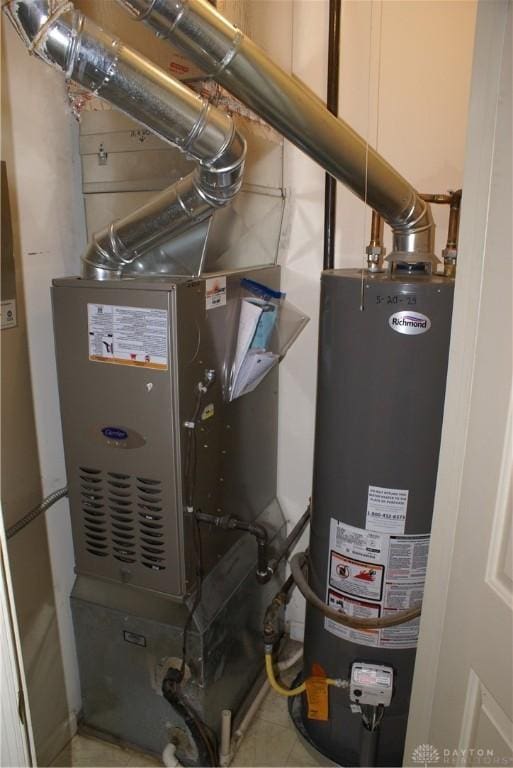 utility room with gas water heater