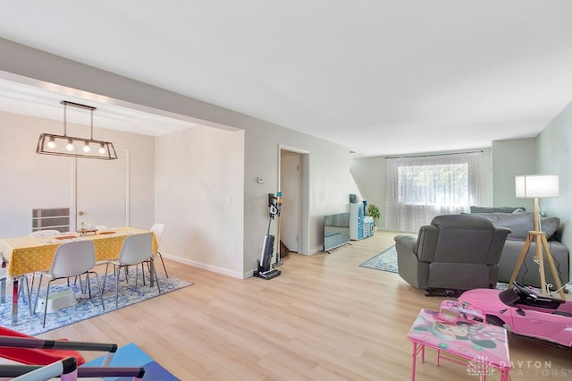 living room with light wood-type flooring