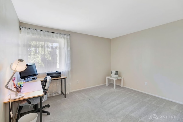 view of carpeted home office