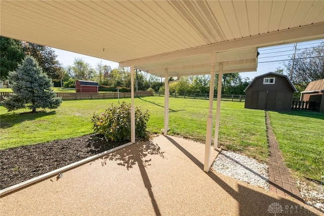 view of patio / terrace featuring an outdoor structure