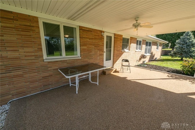 view of patio with ceiling fan