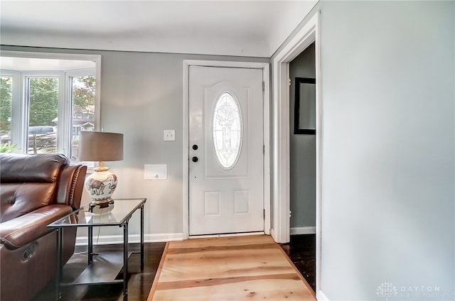 foyer with hardwood / wood-style flooring