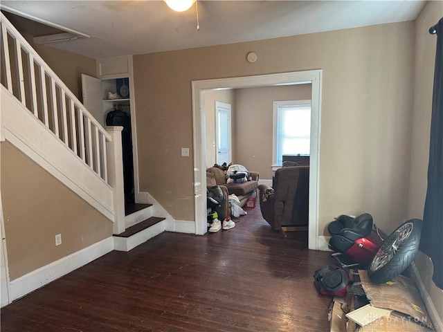 entrance foyer featuring dark hardwood / wood-style flooring