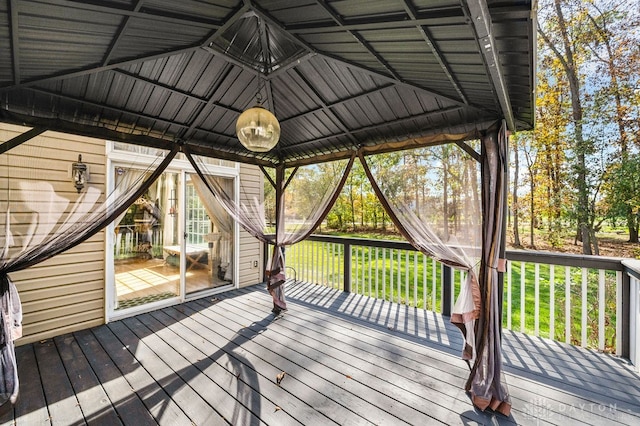 wooden deck with a gazebo