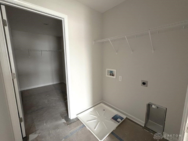 laundry area with electric dryer hookup and washer hookup