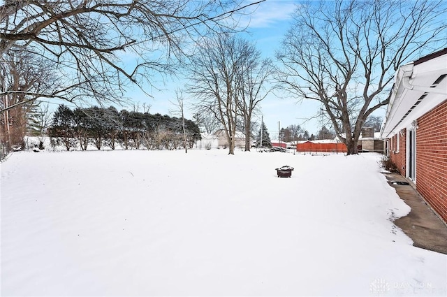 view of yard covered in snow