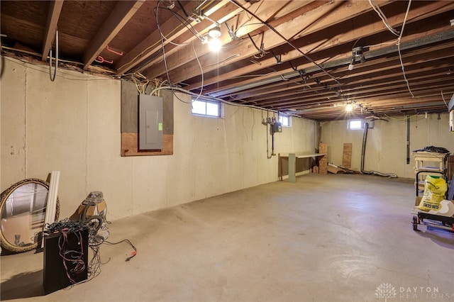 basement with electric panel