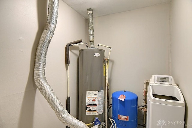 utility room featuring water heater