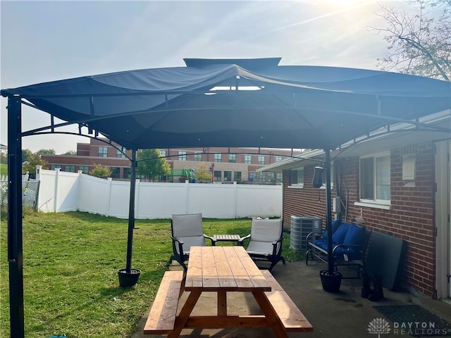 view of patio featuring central air condition unit