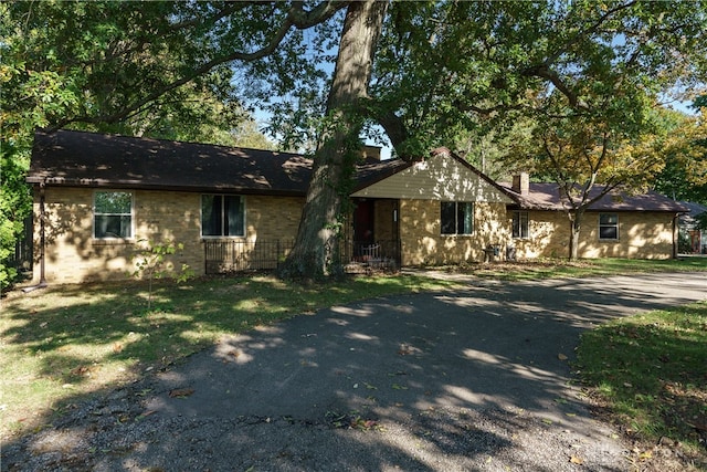 ranch-style house featuring a front yard