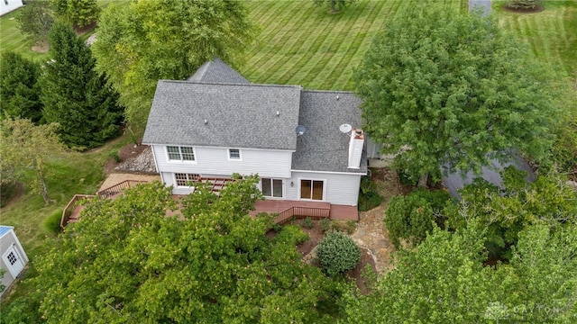 birds eye view of property with a rural view