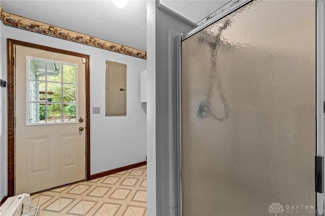 bathroom featuring electric panel