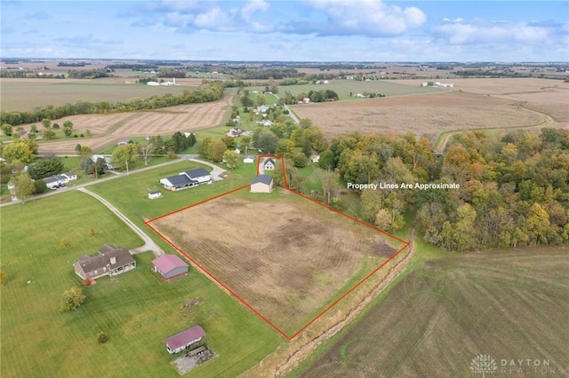 drone / aerial view with a rural view