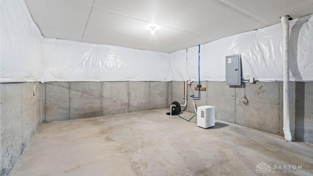 basement with electric panel