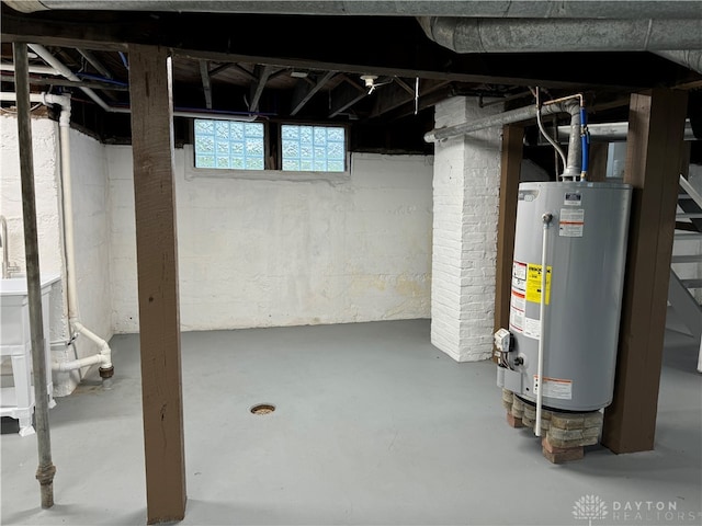 basement with gas water heater