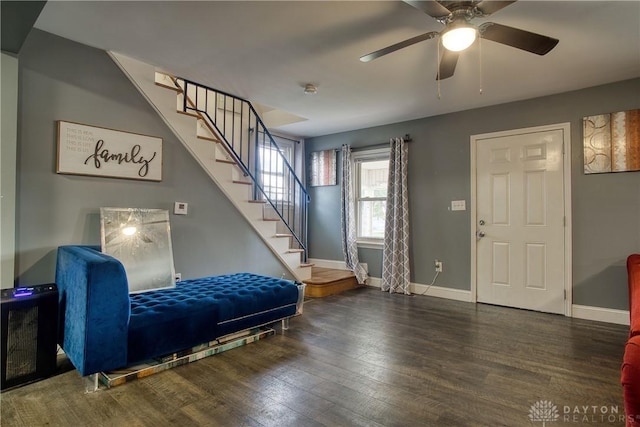 bedroom featuring hardwood / wood-style flooring and ceiling fan