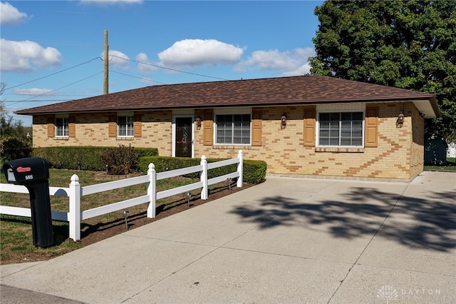 view of single story home