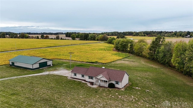 drone / aerial view with a rural view