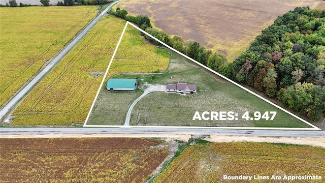 bird's eye view featuring a rural view