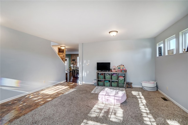 living room with carpet