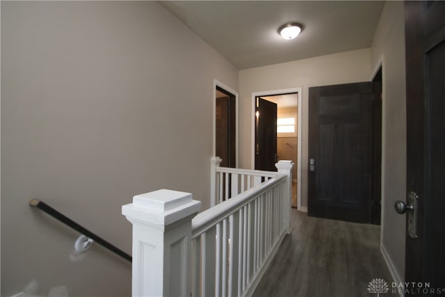 hall with dark hardwood / wood-style flooring