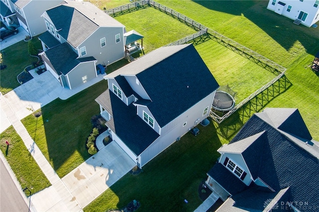 drone / aerial view with a residential view