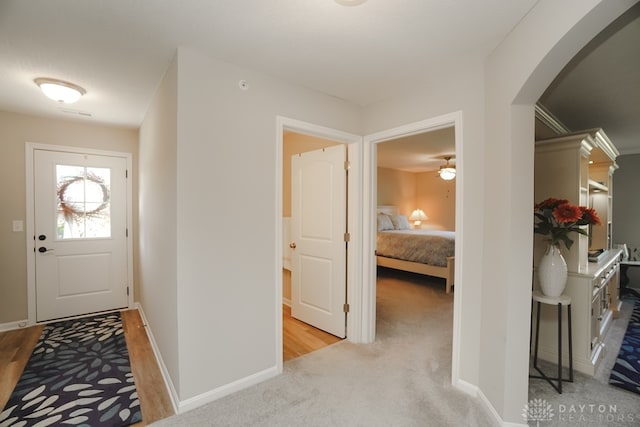 foyer with light hardwood / wood-style flooring