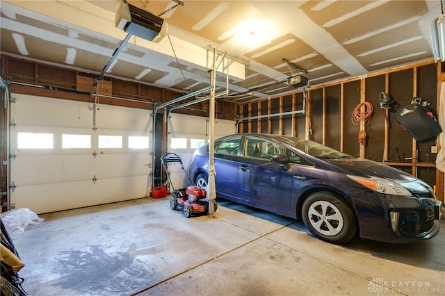 garage with a garage door opener