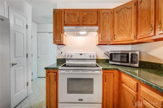 kitchen with white electric range oven