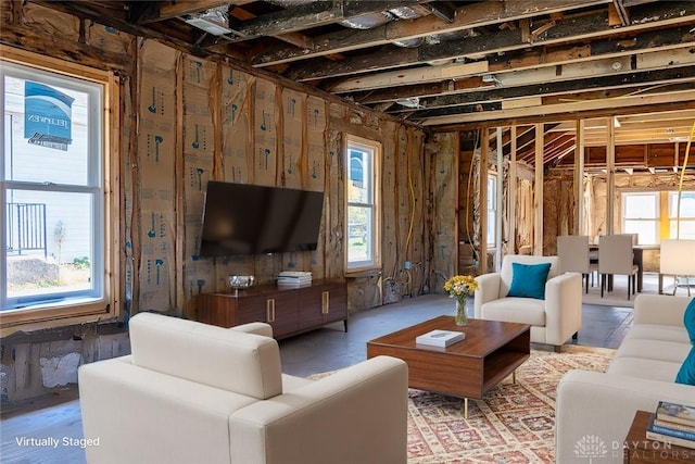 living room with plenty of natural light