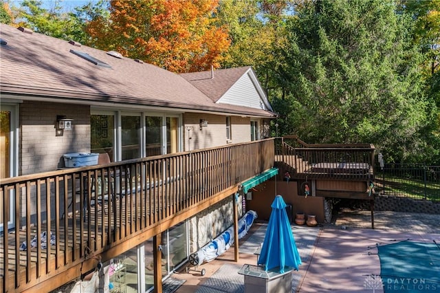 wooden terrace with stairs