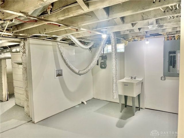 basement with electric panel