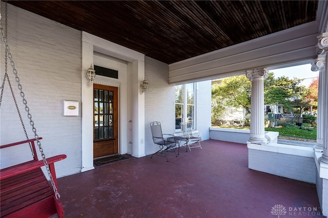 view of patio with covered porch