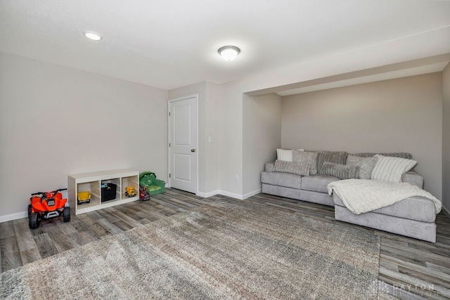 living room with hardwood / wood-style flooring