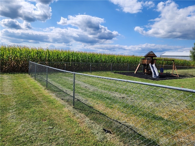 view of yard with a playground