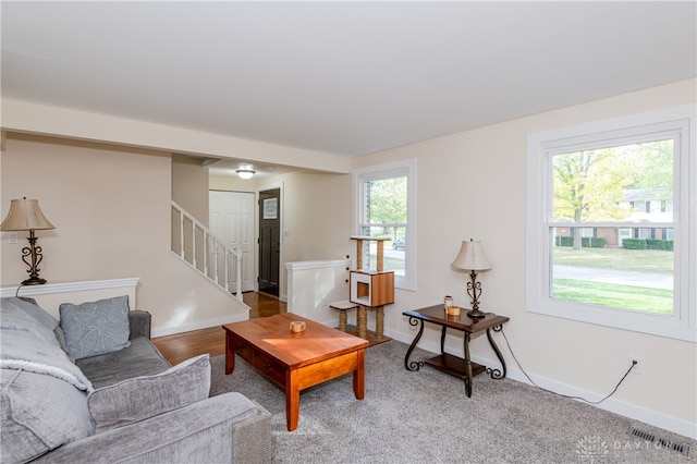 living room with carpet