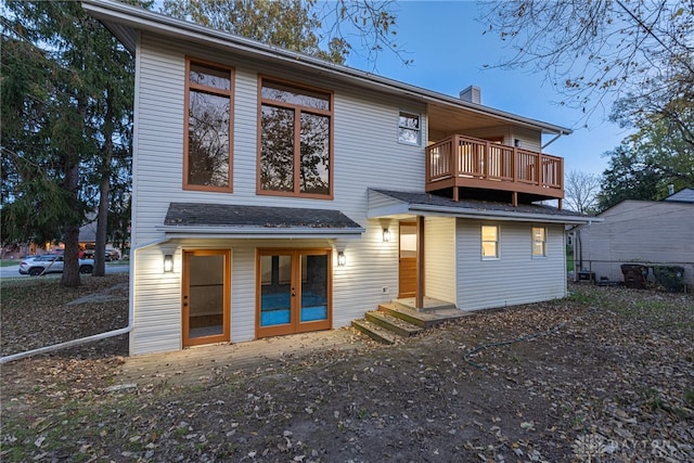 back of property with french doors